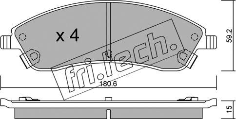 Fri.Tech. 715.0 - Тормозные колодки, дисковые, комплект avtokuzovplus.com.ua