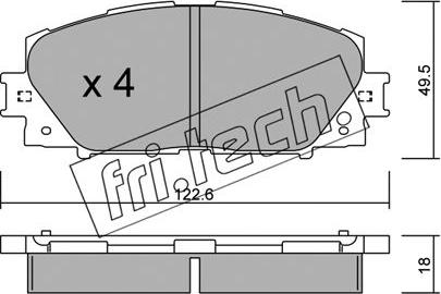 Fri.Tech. 761.0 - Тормозные колодки, дисковые, комплект avtokuzovplus.com.ua