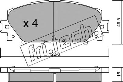 Fri.Tech. 761.1 - Тормозные колодки, дисковые, комплект avtokuzovplus.com.ua