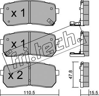 Fri.Tech. 802.0 - Тормозные колодки, дисковые, комплект avtokuzovplus.com.ua