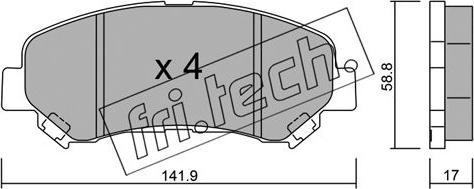 Fri.Tech. 808.0 - Тормозные колодки, дисковые, комплект avtokuzovplus.com.ua