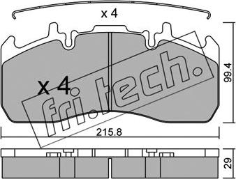 Fri.Tech. 824.0 - Тормозные колодки, дисковые, комплект avtokuzovplus.com.ua