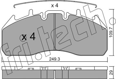 Fri.Tech. 825.0 - Тормозные колодки, дисковые, комплект avtokuzovplus.com.ua