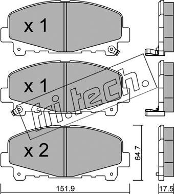 Fri.Tech. 884.0 - Тормозные колодки, дисковые, комплект avtokuzovplus.com.ua