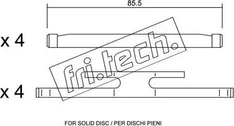Fri.Tech. KIT.005 - Комплектуючі, колодки дискового гальма autocars.com.ua