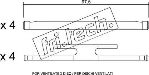 Fri.Tech. KIT.006 - Комплектуючі, колодки дискового гальма autocars.com.ua