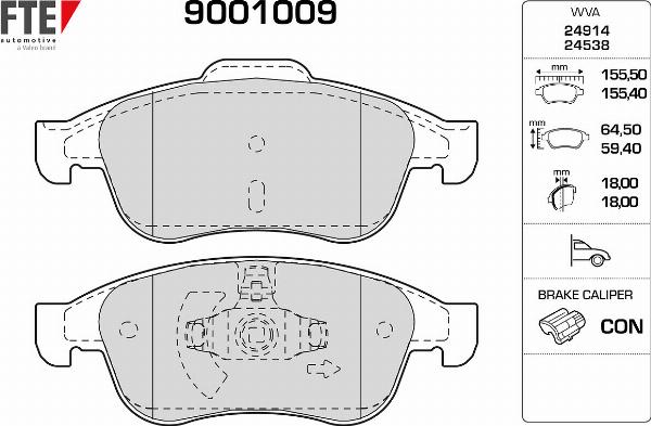 FTE 9001009 - Гальмівні колодки, дискові гальма autocars.com.ua