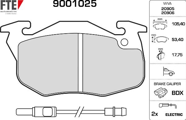 FTE 9001025 - Гальмівні колодки, дискові гальма autocars.com.ua