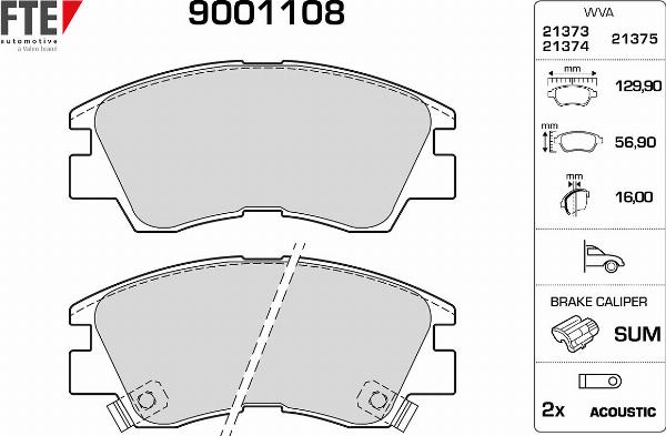 FTE 9001108 - Гальмівні колодки, дискові гальма autocars.com.ua