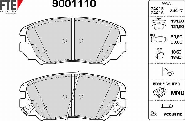 FTE 9001110 - Гальмівні колодки, дискові гальма autocars.com.ua