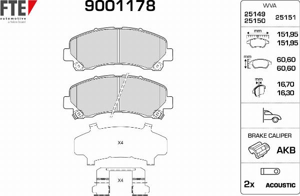 FTE 9001178 - Гальмівні колодки, дискові гальма autocars.com.ua