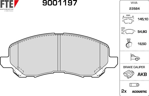 FTE 9001197 - Гальмівні колодки, дискові гальма autocars.com.ua