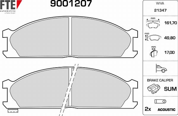 FTE 9001207 - Гальмівні колодки, дискові гальма autocars.com.ua