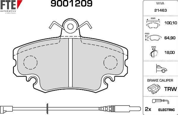 FTE 9001209 - Гальмівні колодки, дискові гальма autocars.com.ua