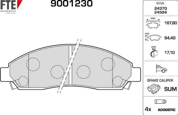 FTE 9001230 - Гальмівні колодки, дискові гальма autocars.com.ua