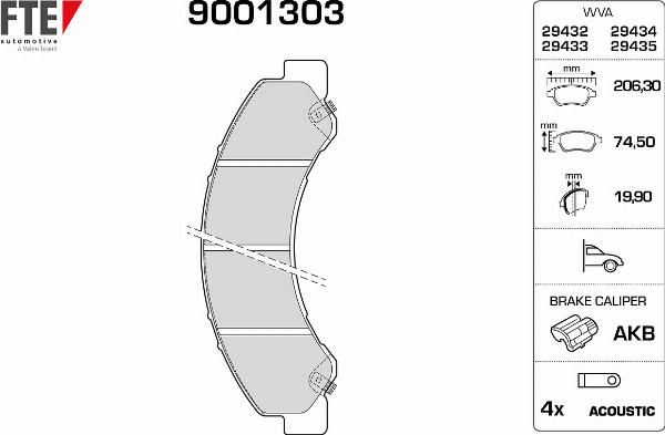 FTE 9001303 - Гальмівні колодки, дискові гальма autocars.com.ua