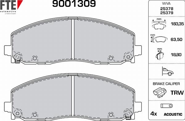 FTE 9001309 - Гальмівні колодки, дискові гальма autocars.com.ua
