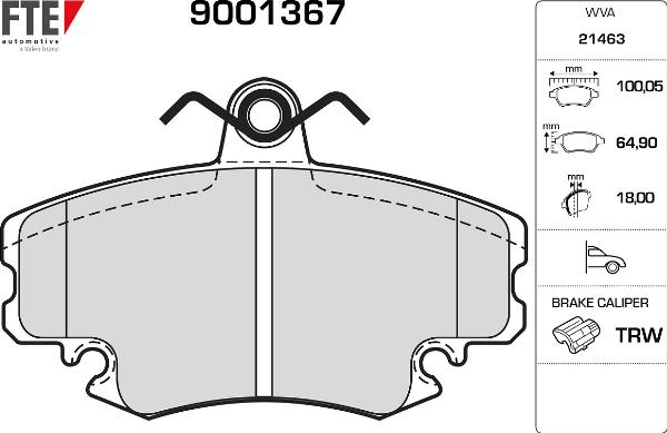 FTE 9001367 - Гальмівні колодки, дискові гальма autocars.com.ua