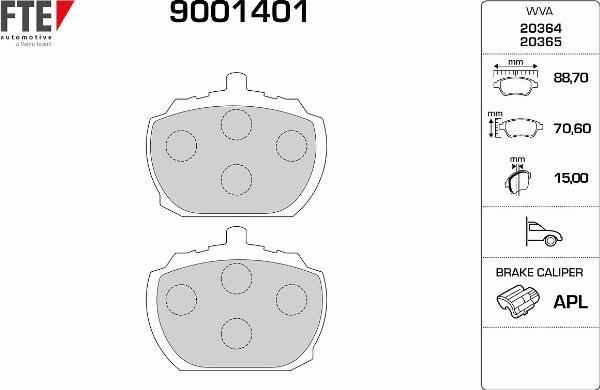 FTE 9001401 - Гальмівні колодки, дискові гальма autocars.com.ua