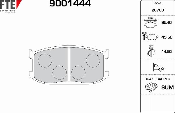 FTE 9001444 - Гальмівні колодки, дискові гальма autocars.com.ua