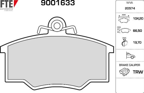 FTE 9001633 - Гальмівні колодки, дискові гальма autocars.com.ua