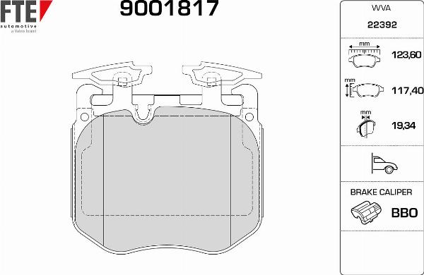 FTE 9001817 - Гальмівні колодки, дискові гальма autocars.com.ua