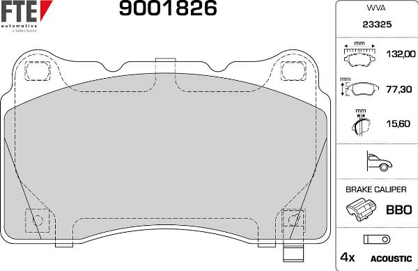 FTE 9001826 - Гальмівні колодки, дискові гальма autocars.com.ua