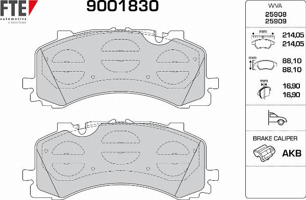 FTE 9001830 - Гальмівні колодки, дискові гальма autocars.com.ua