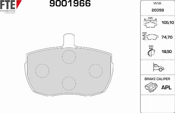 FTE 9001966 - Гальмівні колодки, дискові гальма autocars.com.ua