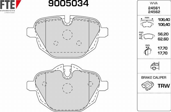 FTE 9005034 - Гальмівні колодки, дискові гальма autocars.com.ua