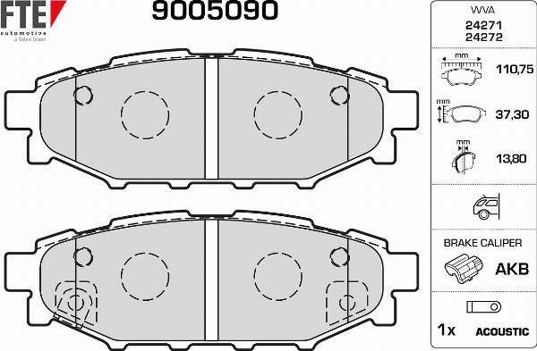 FTE 9005090 - Гальмівні колодки, дискові гальма autocars.com.ua