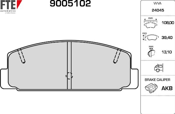 FTE 9005102 - Гальмівні колодки, дискові гальма autocars.com.ua