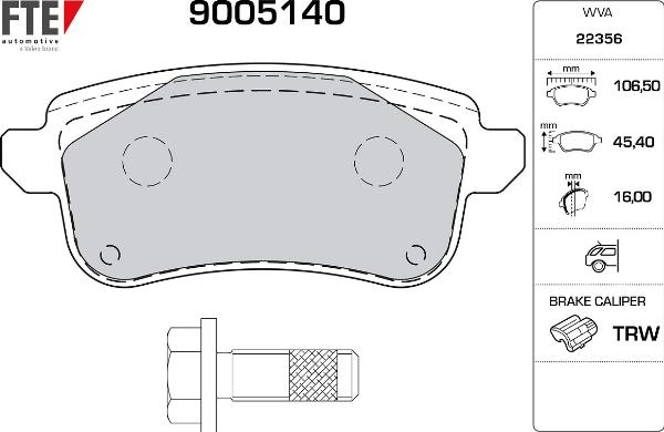 FTE 9005140 - Гальмівні колодки, дискові гальма autocars.com.ua