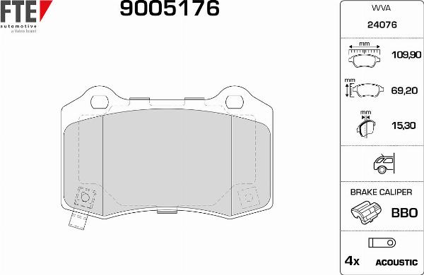 FTE 9005176 - Гальмівні колодки, дискові гальма autocars.com.ua