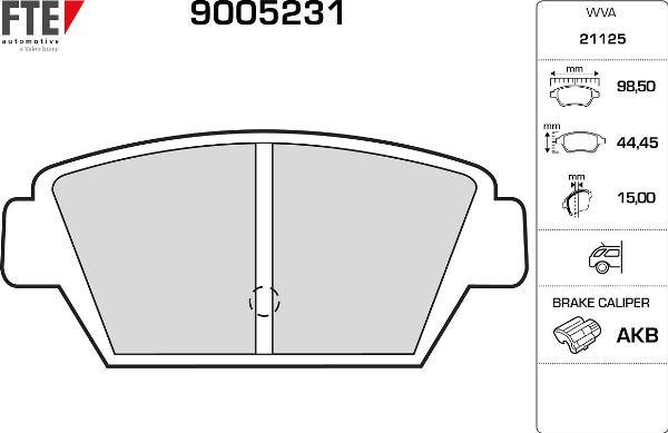 FTE 9005231 - Гальмівні колодки, дискові гальма autocars.com.ua