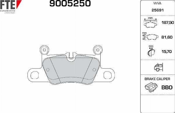 FTE 9005250 - Гальмівні колодки, дискові гальма autocars.com.ua