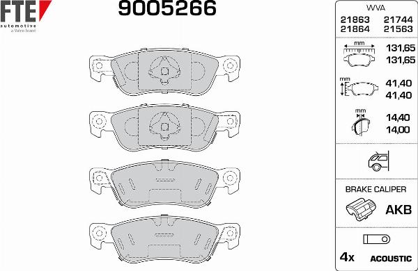 FTE 9005266 - Гальмівні колодки, дискові гальма autocars.com.ua