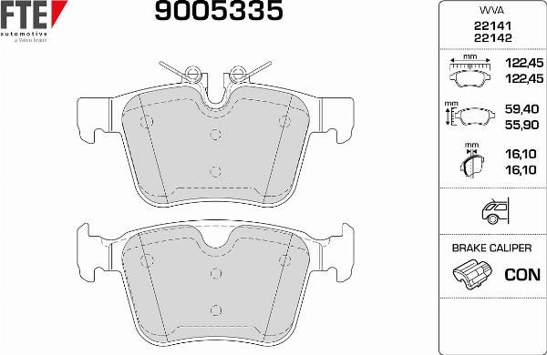 FTE 9005335 - Гальмівні колодки, дискові гальма autocars.com.ua
