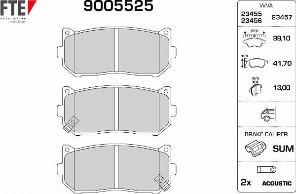 FTE 9005525 - Гальмівні колодки, дискові гальма autocars.com.ua