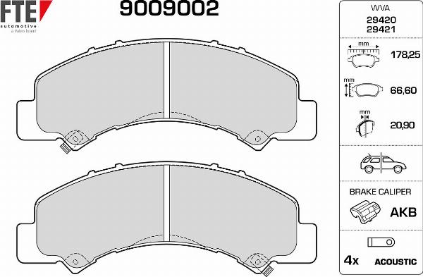 FTE 9009002 - Гальмівні колодки, дискові гальма autocars.com.ua