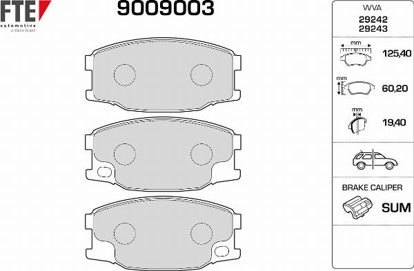 FTE 9009003 - Гальмівні колодки, дискові гальма autocars.com.ua