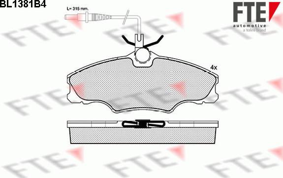 FTE BL1381B4 - Гальмівні колодки, дискові гальма autocars.com.ua