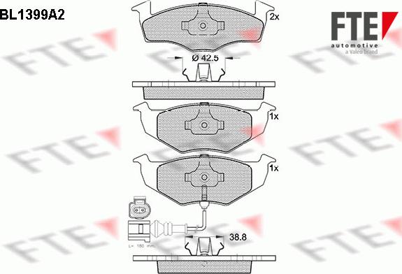 FTE BL1399A2 - Тормозные колодки, дисковые, комплект avtokuzovplus.com.ua