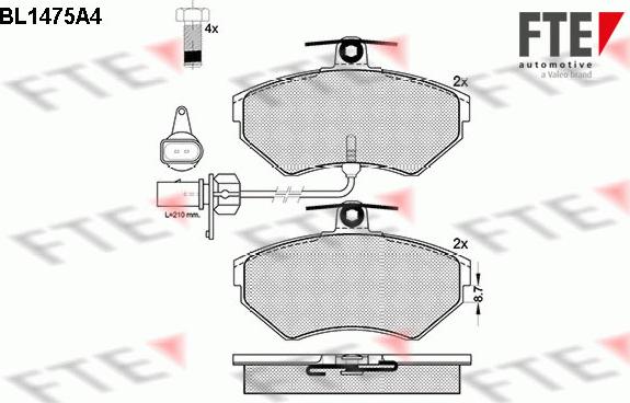 FTE BL1475A4 - Тормозные колодки, дисковые, комплект avtokuzovplus.com.ua