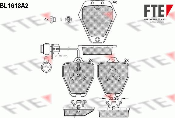 FTE BL1618A2 - Тормозные колодки, дисковые, комплект avtokuzovplus.com.ua