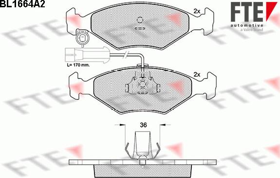 FTE BL1664A2 - Тормозные колодки, дисковые, комплект autodnr.net