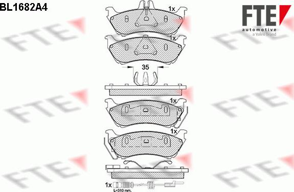 FTE BL1682A4 - Гальмівні колодки, дискові гальма autocars.com.ua