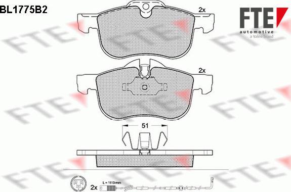 FTE BL1775B2 - Тормозные колодки, дисковые, комплект avtokuzovplus.com.ua