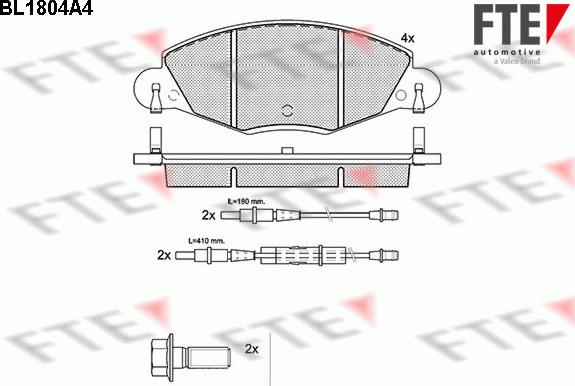 FTE BL1804A4 - Тормозные колодки, дисковые, комплект avtokuzovplus.com.ua