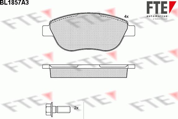 FTE BL1857A3 - Тормозные колодки, дисковые, комплект avtokuzovplus.com.ua